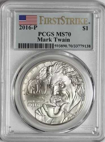 2016-P 1ドル マーク・トウェイン記念銀貨 PCGS MS70 ファーストストライク