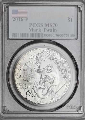2016-P 1ドル マーク・トウェイン記念銀貨 PCGS MS70 ファーストストライク