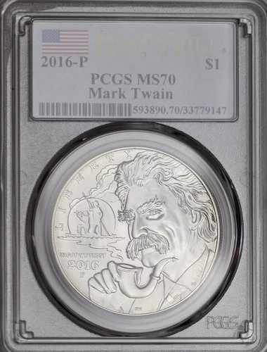 2016-P 1ドル マーク・トウェイン記念銀貨 PCGS MS70 ファーストストライク
