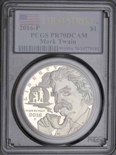 2016-P 1ドル マーク・トウェイン記念銀貨 PCGS PR70DCAM ファースト・ストライク