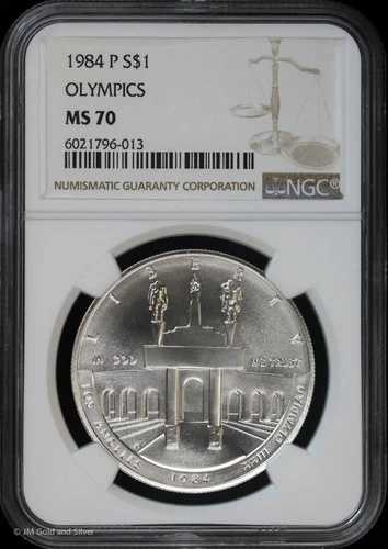 1984-P 1ドル オリンピック記念銀貨 NGC MS 70 | 未使用 UNC BU