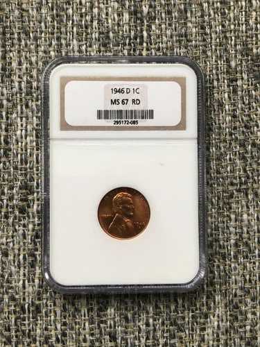 1946-D NGC MS67 RD スモール リンカーン ウィート セント