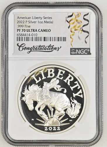 2022年 アメリカンシルバーリバティメダル NGC PF70 UCAM (お祝いラベル)