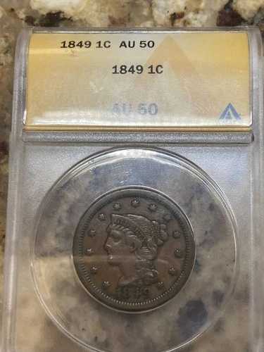 1849年製 編み込みヘア セント ANACS AU-50
