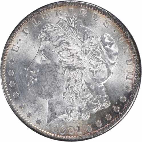 1891-S モルガン銀貨 BU 未認定 #931