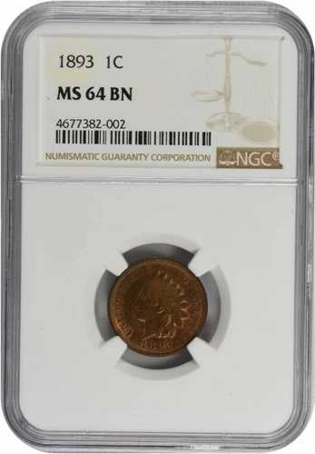1893年インディアンセント MS64BN NGC