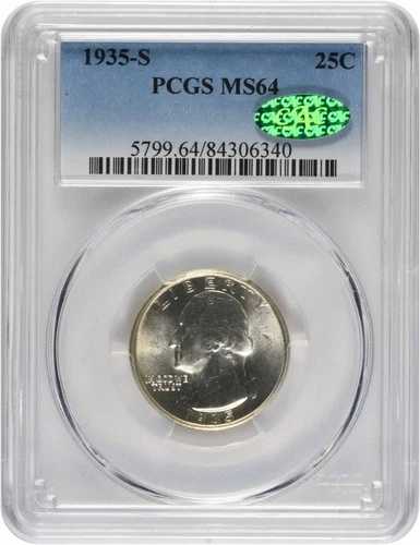 1935-S ワシントン クォーター MS64 PCGS (CAC)