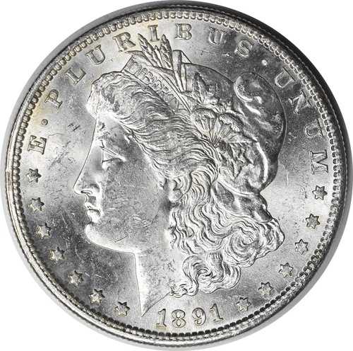 1891-S モルガン銀貨 BU 未認定 #935