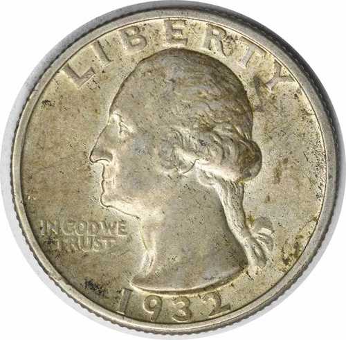 1932-S ワシントン銀貨 25セント硬貨 AU未認定 #1071