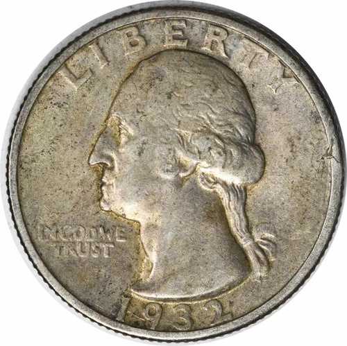 1932-S ワシントン銀貨 25セント硬貨 AU未認定 #1066