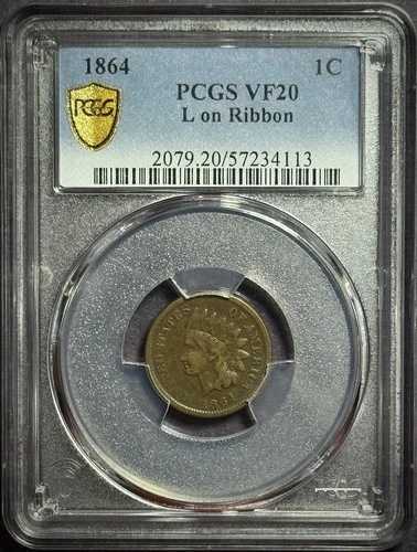 1864年インディアンヘッドペニー1セント - PCGS VF20（リボンにL）