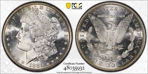 1881-S 1ドル銀モルガンドル PCGS MS65 48035932 64,130円