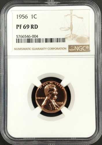 1956 年プルーフ リンカーン セント、NGC により PF 69 RD 認定!