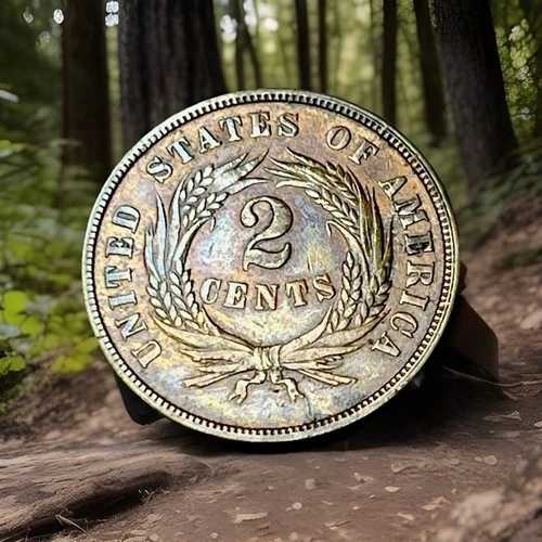 1865年、ファンシー5 2セント硬貨 ボールドモットシールド ~ 非常に希少 RPD ~ FS-02-1865-1302/002