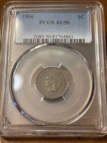 1866 1C PCGS AU50 インディアンセント