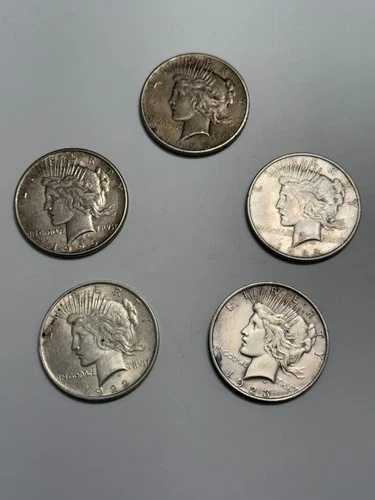 ピースダラー 1921-1935 5枚セット 未流通 90% 銀貨 混合年式 US
