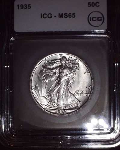 1935年ウォーキング・リバティ50セント、ICG MS65、発行なし