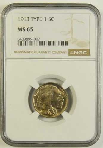 1913年 タイプ1 バッファローニッケル NGC MS-65 #99-007