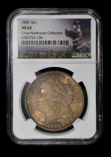 NGC MS63 1896年モルガン・ダラー - 両面ダークトーン、グレート・ノースウェスト・コレクション