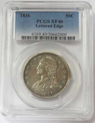 1836年 文字入りエッジキャップ付き胸像 ハーフドル 50セント PCGS