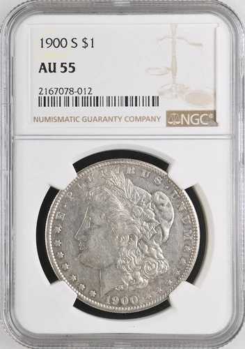 1900-S モルガン銀貨 NGC AU55
