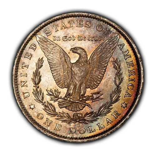 1885-O $1 モーガン シルバー ダラー - PQ レインボー トーニング - BU - SKU-D4983
