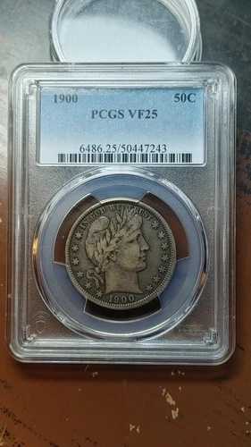 1900年 バーバー シルバー ハーフドル 50セント PCGS VF25 ゴージャスなオリジナル 4944
