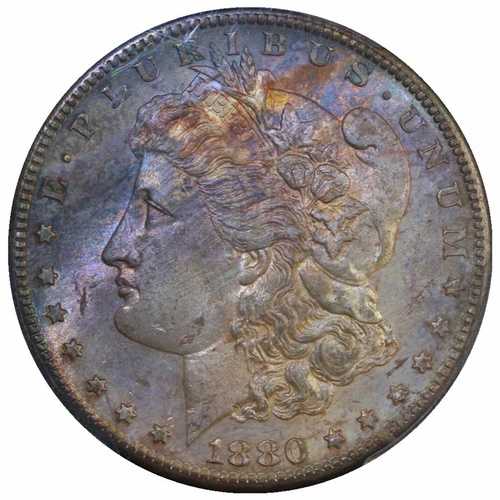 1880-S モーガンシルバー 1ドル PCGS MS 64 ☆☆☆美しい色調!!☆☆☆