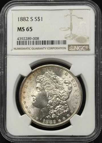1882年 S モルガン銀貨 NGC MS-65