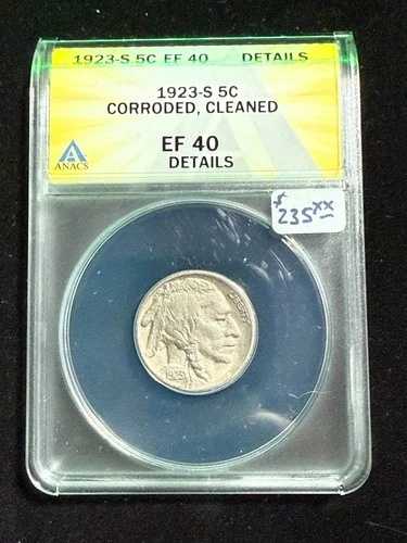 1923年製 S バッファローニッケル ANACS EF 40 細部腐食ありクリーニング済み