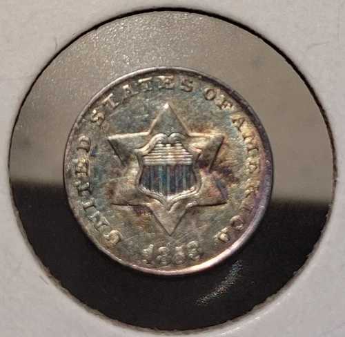 1853年製 3セント銀貨（未使用品）