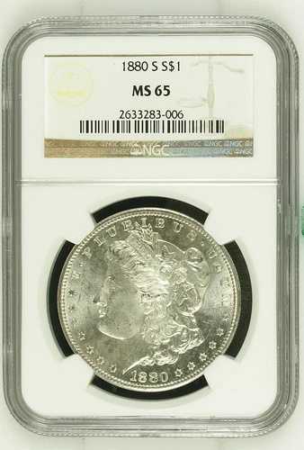 1880年 S モルガン銀貨 NGC MS-65
