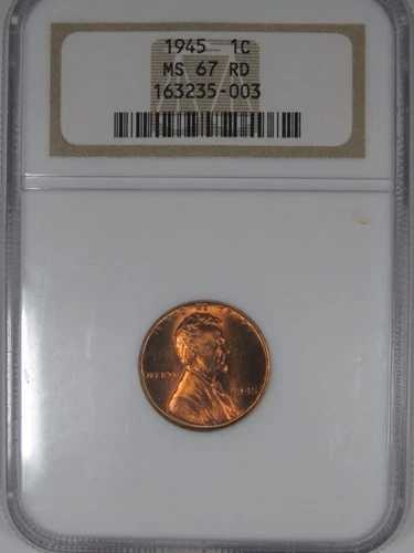 1945 1C NGC MS 67 RD リンカーン小麦セント [003]