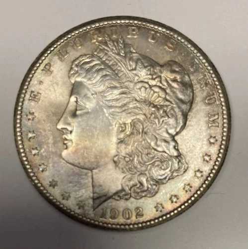 1902-O モルガン銀貨 1ドル。ジェムトーン加工、未使用。非常にきれい。