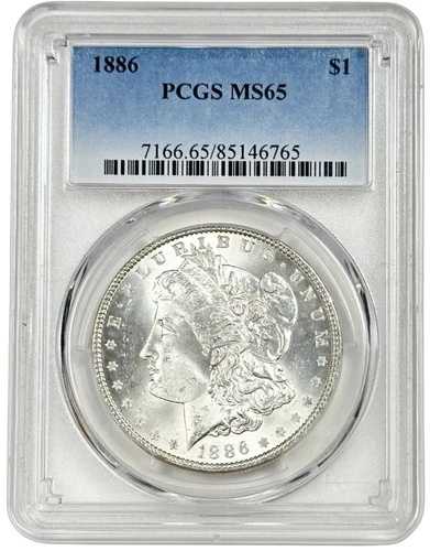 1886年 モルガン銀貨 1ドル硬貨 PCGS MS 65
