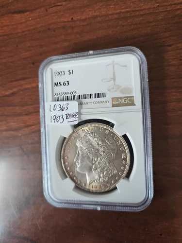 1903-P 希少モルガン銀貨、NGC MS-63、金色トナー、表裏 64,130円