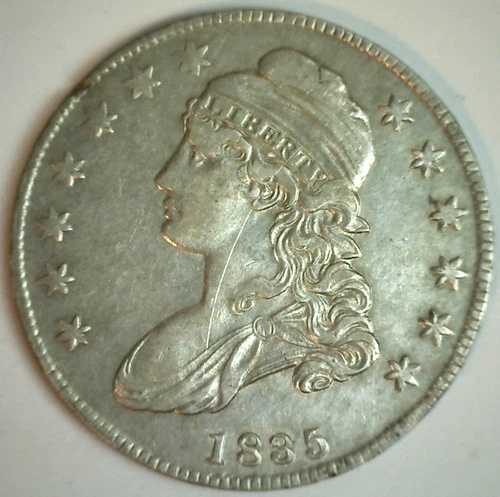 1835年製 キャップドバスト シルバーハーフドル エクストラファイン流通 初期50セント米国型コイン