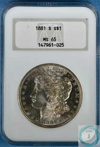 1881-S モーガン シルバー ダラー $1 NGC MS65 - 魅力的でオリジナルのオールド ファッティー!