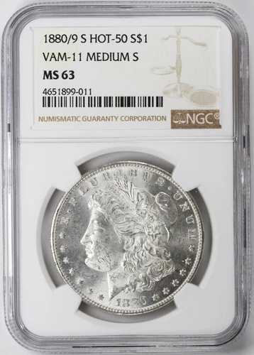 1880/9-S モーガン シルバー ダラー Vam-11 ミディアム S NGC MS63 $1 オーバーデート 1880-S 64,130円