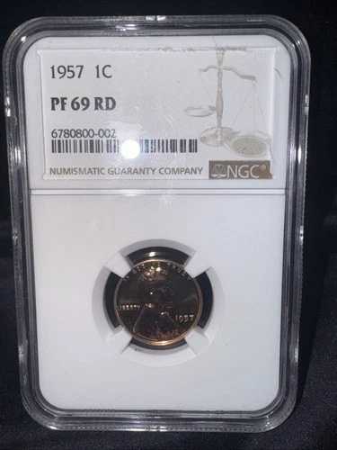 1957年 プルーフ ウィート セントペニー 1C NGC PF69 RD - レッド