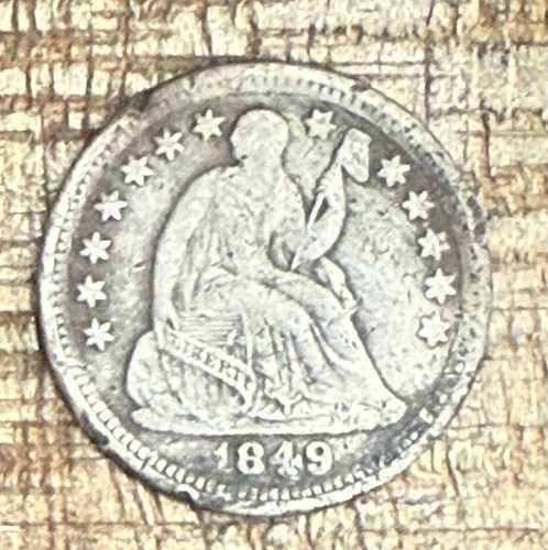 1849-O H10C 米国製 着席型自由の女神像 ハーフダイム