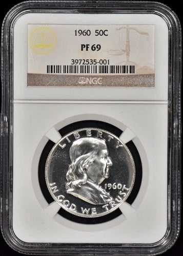 1960 年 プルーフ フランクリン ハーフ ドル 50 セント NGC PF69 (PR69) クリーン コイン!