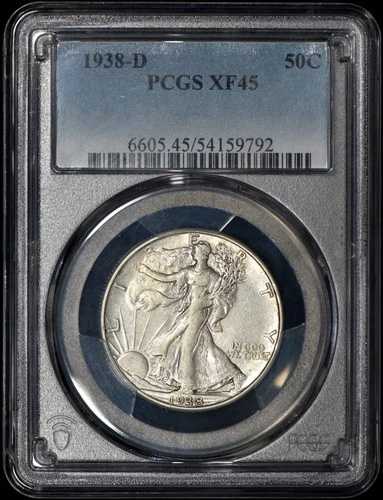 1938-D ウォーキング・リバティ・ハーフダラー 50セント PCGS XF45