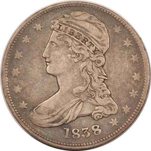 1838 年製キャップ付き胸像 50 セント硬貨 - 高品質流通品です。 61,710円