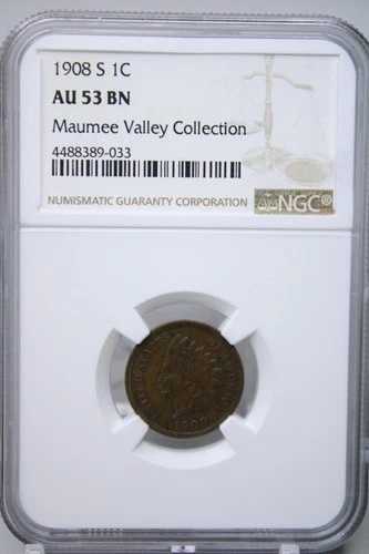 1908-S インディアンヘッド セント 1C NGC AU53 BN #9033