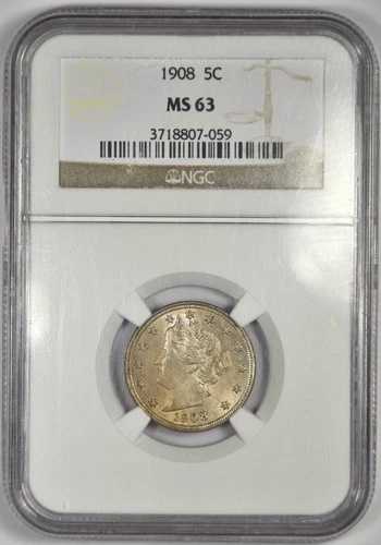 1908年 リバティVニッケル ~ NGC MS63
