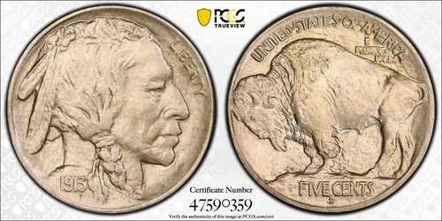 1913-D バッファローニッケル 5C PCGS ミントステート 64 MS 64 タイプ1、隆起地