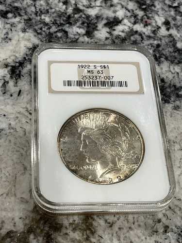 ?? 1922-S ピースダラーコイン NGC MS63 オールドファッティホルダー、オハイオ州ソープボックス ?? カラー