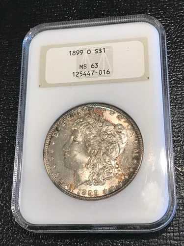 デュアルトーニング NGC MS63 1899 O モルガン シルバードル - 金エンボス加工 GEN 3 ホルダー - SEP3