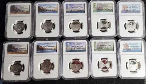 2011年 10枚セット シルバー/クラッド ワシントン州 クォーター ステートフッド NGC PF70. SC235